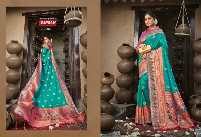 Sangam Shwetambari Silk Paithani Fancy New Exclusive Wear Fancy Saree Collection